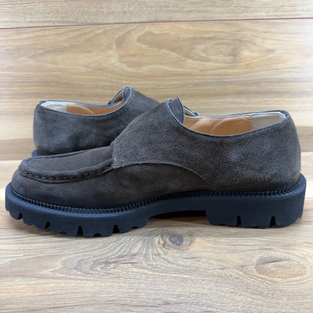 ELEVENTY Mens Double Monk Strap Dress Shoes 12 Moc Toe Brown Suede Lite Soles